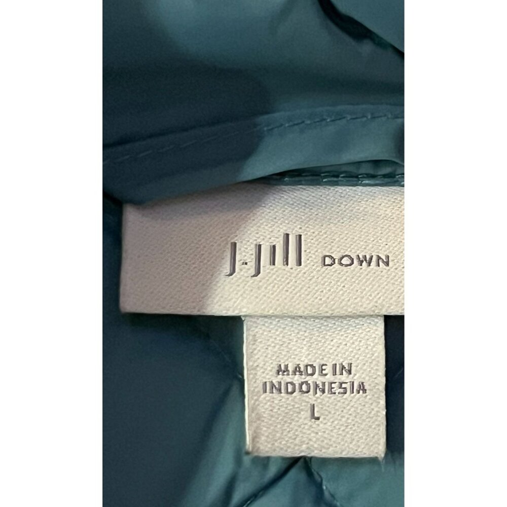 J Jill Down Puffer Vest Womens L Blue Quilted Zip Front Pockets Used - Picture 7 of 15
